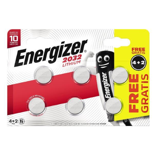 ENERGIZER CR2032 LITHIUM BATTERIE A BOTTONE AL LITIO 3V CONF 6 Pz.